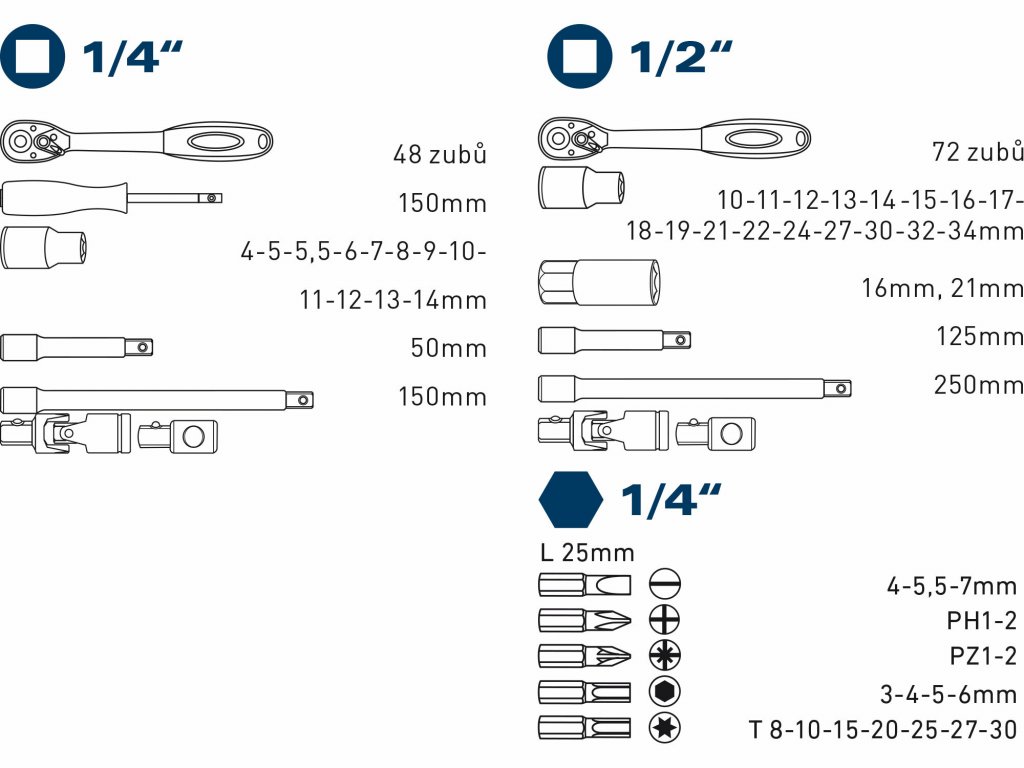  Sada nástrčných a zástrčných kľúčov 60-dielna 
