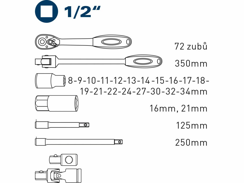 Praktická sada 1/2" nástrčných kľúčov: 27 nástrojov pre údržbu a opravy