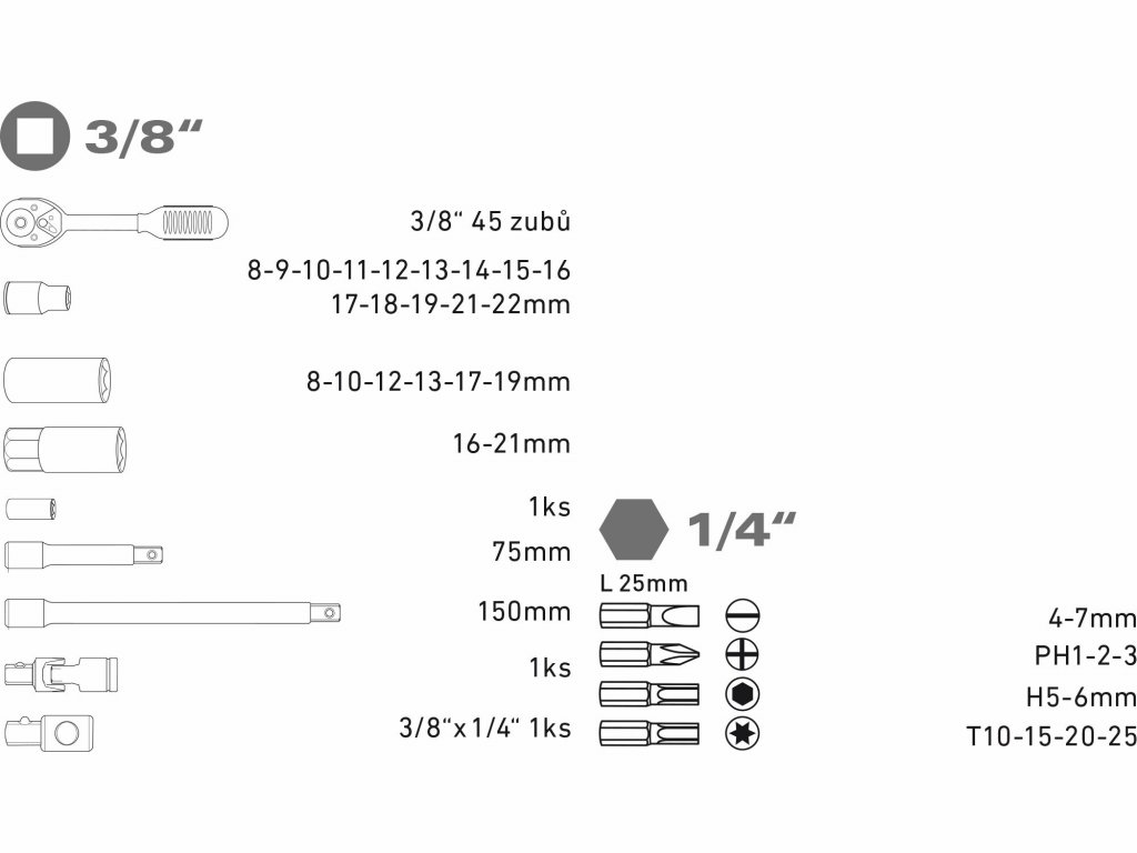 Všetko v jednom: 39-dielna sada nástrčných kľúčov pre každú príležitosť