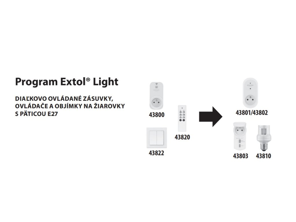 DIAĽKOVO OVLÁDANÉ ZÁSUVKY, OVLÁDAČE A OBJÍMKY NA ŽIAROVKY S PÄTICOU E27