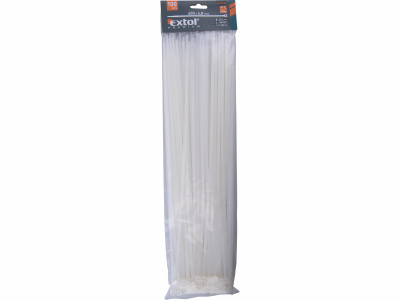 Biele sťahovacie pásky, 4,8x400mm, 100ks, pr.105mm, 22kg, nylon PA66