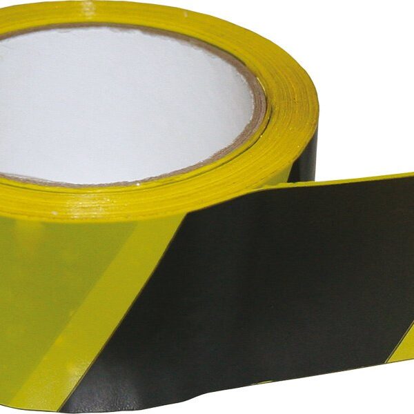 Lepiaca páska výstražná, 50mm x 66m, nosič PVC, žlto-čierna