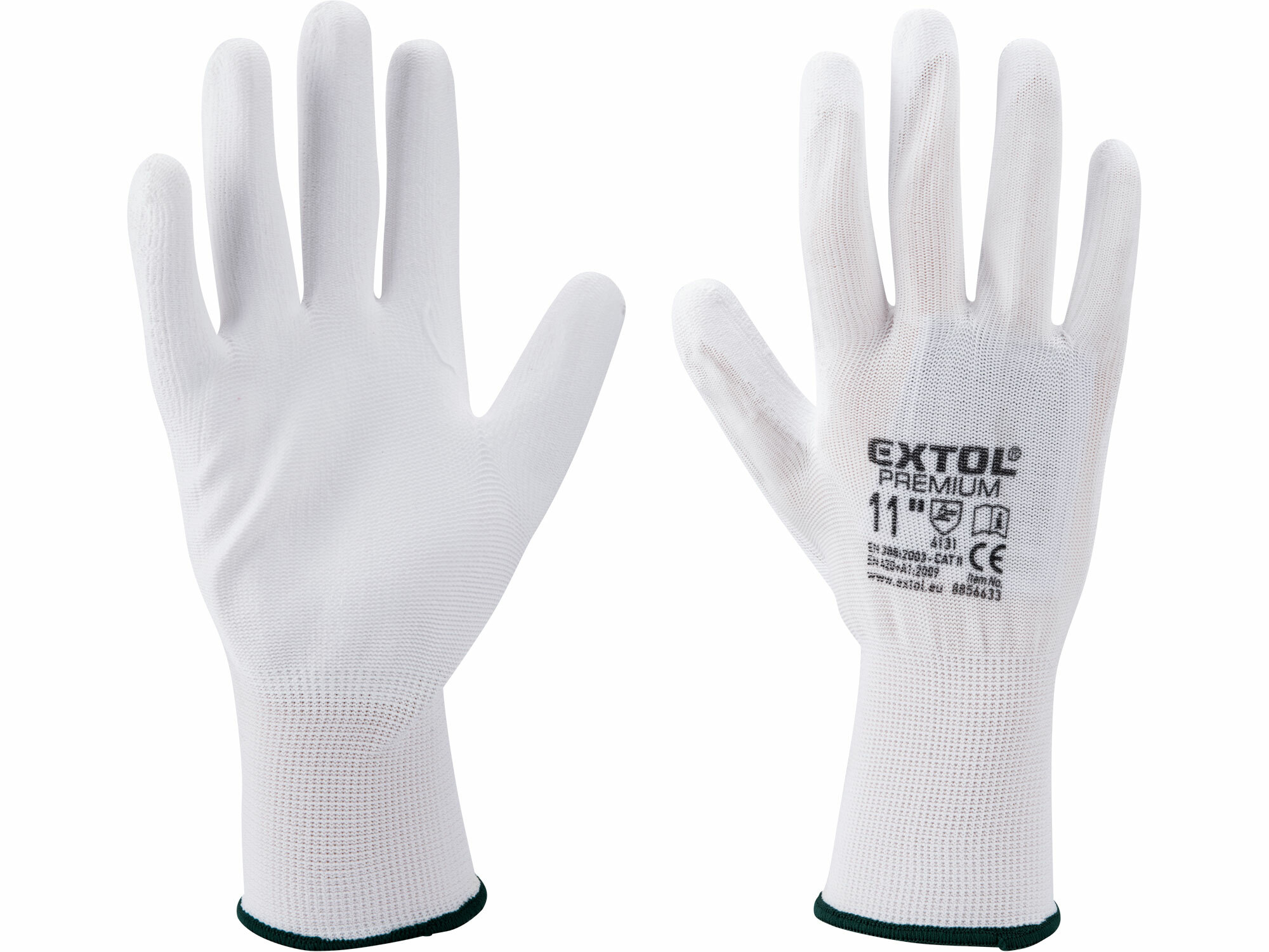 rukavice z polyesteru polomacane v pu biele 200mm