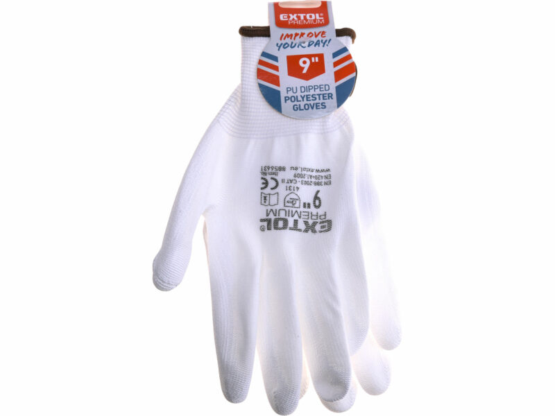 rukavice z polyesteru polomacane v pu biele 230mm 3
