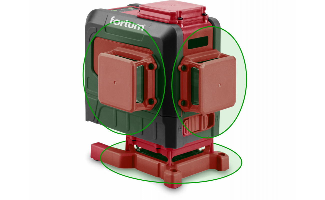Vodováha laserová krížová samonivelačná, 3D (3x360°), zelený lúč, Li-ion akumulátor, USB nabíjanie,