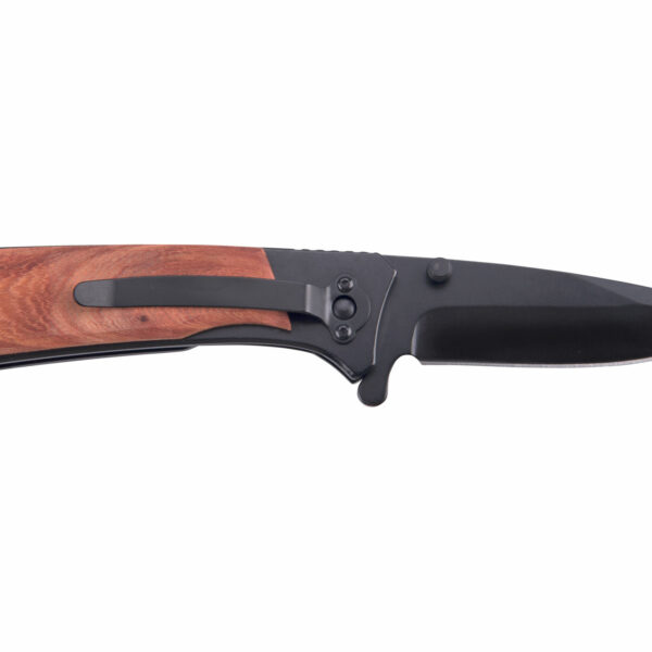 Zatvárací nôž s poistkou 205mm, klip na opasok, rukoväť z Pakka dreva