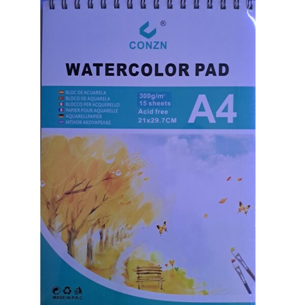 Skicár A4 pre akvarelové a akrylové farby 15 listov 21x29,7cm